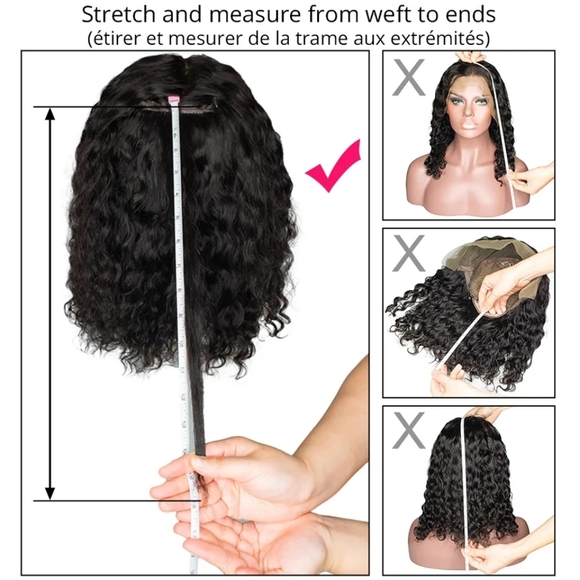 16 Inches  4x4 lace closure water wave human hair wig